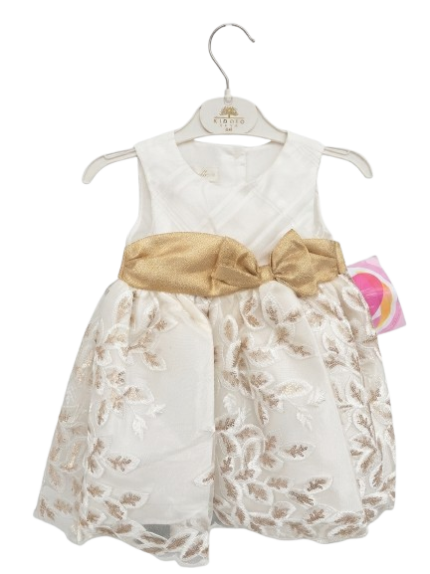 Youngland Baby Girls White and Gold Dress (3-6 Months)