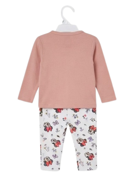 Disney Baby Minnie Mouse Dusty Pink Top, Patterned Leggings, and Beanie 3-Piece Set (6-9 Months)