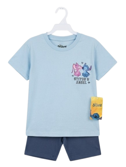 Disney Stitch & Angel Light Blue T-Shirt and Shorts Set