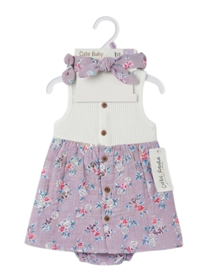 Koala Baby Purple Floral Dress, Bloomers, and Headband 3-Piece Set (9 Months)
