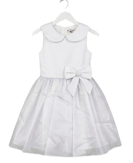 Pamina Princess Classic White Dress with Pearl Bow